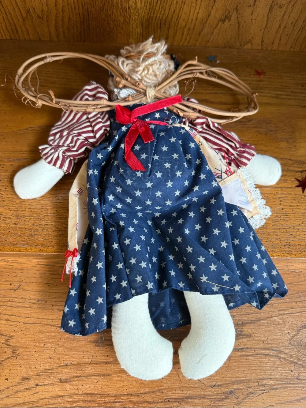 Handmade Patriotic Rag Doll Angel - Red, White & Blue